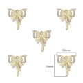 Golden bow pendant with iridescent center and rhinestone edges for DIY jewelry making - Ribbon Bowknot / 2 Pcs/Set / Gold