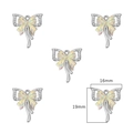 Silver bow ribbon pendants with crystals and aurora gems for DIY jewelry making - Ribbon Bowknot / 2 Pcs/Set / White Gold