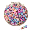 Perles licorne en pâte polymère colorée pour la création de bijoux DIY sur plateau - Couleurs Mixtes Aléatoires (30 Pièces/Paquet) / Poney 9x8mm