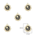 Set of 5 gold-plated rose flower charms with black enamel and pearls, 19mm size - Black Tulip / 2 Pcs/Set / Gold