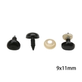 Black 9x11mm safety eyes for DIY plush toys with washers and threaded stems - Black / 9x11mm (50 Pairs/Pack)