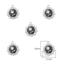 Set of 5 black enamel rose charms with pearls and rhinestones, 19x17mm pendant size - Black Tulip / 2 Pcs/Set / White Gold