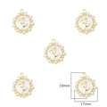 Five pieces of rose flower alloy pendants with white enamel and pearl border 19mm x 17mm - White Tulip / 2 Pcs/Set / Gold