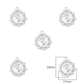 White rose flower pendant with pearls and crystals in 19mm by 17mm size dimensions - White Tulip / 2 Pcs/Set / White Gold