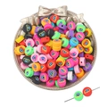 Perles plates en pâte polymère Evil Eye colorées pour création de bijoux DIY - Couleurs Mixtes Aléatoires (30 Pièces/Paquet) / Œil 10mm