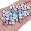 8mm porcelain white glass beads with red and blue ink spray patterns for DIY jewelry - 8mm (50pcs/Pack) / Navy Blue and Red