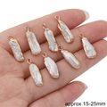 Irregular baroque pearl charms with gold plating edges and ring for DIY jewelry making - 1 Piece (15-25mm) / Long Bar Style (BTA193-03)