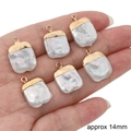 Set of 6 irregular baroque pearl charms with 14mm gold-plated caps for DIY jewelry - 1 Piece (14mm) / Square Piece Style (BTA193-06)