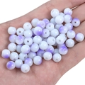 8mm white and purple ceramic-style glass beads for DIY bracelet jewelry making - 8mm (50pcs/Pack) / Violet