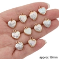 Irregular heart-shaped pearl charms with gold plating edges and 10mm size specification - 1 Piece/Pack (10mm) / Heart Shape Style (BTA193-04)