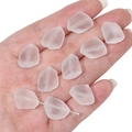 Macro shot of 12x15mm frosted glass faceted beads for DIY jewelry held in palm - 10 Pieces/Pack (12x15mm) / White