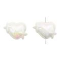 Dettaglio di perline a cuore in acrilico iridescente con stelle e foro verticale per DIY - Set di 4 / Bianco