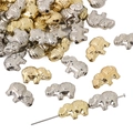 DIY Elefanten Metallperlen in Gold und Silber mit geprägter Textur für Schmuckdesign - Elefantenform / 30 Stück/Packung (12x8mm) / Mehrfarbig