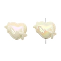 Perline cuore crema iridescenti con croce per gioielli DIY e ciondoli per telefono - Set di 4 / Beige