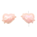 Pink iridescent heart-shaped acrylic bead with star relief for summer DIY jewelry making - Set of 4 / Pink