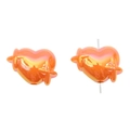 Macro shot of orange heart-shaped acrylic beads with pearlescent finish and star accents - Set of 4 / Orange
