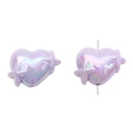 Macro shot of purple aurora acrylic heart beads with star relief and center drilling - Set of 4 / Purple