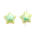 Star-shaped bead for DIY jewelry with yellow-green gradient and iridescent pearly finish - Five-pointed Star / 4 Pieces/Pack (18mm) / Yellow and Green