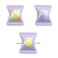 Iridescent purple candy-shaped acrylic bead with a yellow bunny and lateral hole - Candy Shape / 4 Pieces/Pack (17x21mm) / Purple