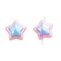 Star-shaped acrylic beads with pink and blue gradient pearl finish for DIY jewelry - Five-pointed Star / 4 Pieces/Pack (18mm) / Blue & Pink