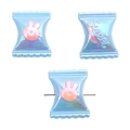 Blue candy-shaped aurora beads featuring pink bunny and Sweet text for DIY jewelry - Candy Shape / 4 Pieces/Pack (17x21mm) / Blue
