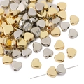 Polierte goldene und silberne herzförmige Metallperlen mit Seitenlöchern für DIY-Schmuck - Herzform / 30 Stück/Packung (9x8mm) / Mehrfarbig