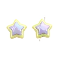 Star-shaped acrylic DIY beads in vibrant yellow and purple with pearlescent finish - Five-pointed Star / 4 Pieces/Pack (18mm) / Purple Yellow Patchwork