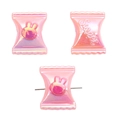 Iridescent pink candy-shaped acrylic bead with Sweet text and rabbit for DIY jewelry - Candy Shape / 4 Pieces/Pack (17x21mm) / Pink