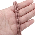 Reddish brown disc-shaped volcanic stone spacer beads for DIY jewelry making - Heishi Disc Style / 2x4mm, Aperture approx. 1mm, 40cm/Strand, approx. 185 beads / Pink