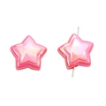 Pink iridescent acrylic star beads with vertical hole for DIY jewelry making - Five-pointed Star / 4 Pieces/Pack (18mm) / Rose and Pink