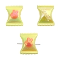 Green iridescent candy-shaped beads with Sweet text and rabbit icon for DIY crafting - Candy Shape / 4 Pieces/Pack (17x21mm) / Yellow