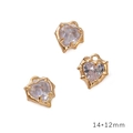 Y2K gold lava texture heart pendant with clear zircon for DIY jewelry making 14x12mm - Lava Heart / Gold Off-White Zircon