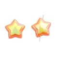 Star-shaped acrylic beads with orange and yellow-green gradient for DIY jewelry making - Five-pointed Star / 4 Pieces/Pack (18mm) / Orange Yellow Patchwork