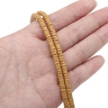 Brown volcanic lava disc spacer beads for DIY jewelry making handmade bracelets - Heishi Disc Style / 2x4mm, Aperture approx. 1mm, 40cm/Strand, approx. 185 beads / Yellow