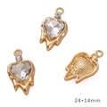Herzanhänger in Gold mit klarem Strassstein und flüssigem Design, Größe 24x14mm - Geschmolzenes Herz (Gold Klar)