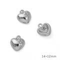 Silver Y2K heart charm with star engraving and rhinestone, size 14x12mm for DIY jewelry - Fat Heart / White K White Zircon
