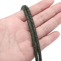 Dunkelgrüne zylindrische Vulkanstein-Abstandshalter für DIY-Schmuckherstellung - Heishi-Scheiben-Stil / 2x4mm, Öffnung ca. 1mm, 40cm/Strang, ca. 185 Perlen / Dunkelgrün
