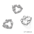 Silver alloy heart pendant with rhinestones and pearls for DIY jewelry making - Pearl Heart / Silver White Pearl Rhinestone