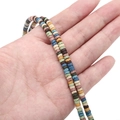 Bunte Mischung aus flachen vulkanischen Steinperlen für DIY-Schmuckherstellung - Heishi-Scheiben-Stil / 2x4mm, Öffnung ca. 1mm, 40cm/Strang, ca. 185 Perlen / Zufällige Mischfarben