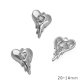Y2K lava heart charm with clear zircon stone for DIY jewelry making, 20x14mm size - Diamond Heart / White K White Zircon
