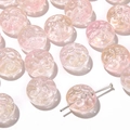 Pink translucent DIY glass beads with elegant swirl relief and center hole design - 10 Pieces Pack / Orange Pink
