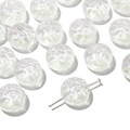 Iridescent white glass beads with spiral embossed texture for DIY jewelry making - 10 Pieces Pack / Clear White