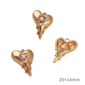 Golden Y2K heart melting pendant with zircon bead for DIY jewelry making 20x14mm - Diamond Heart / Gold White Zirconia
