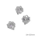 Three-piece set of 14x12mm silver heart-shaped faceted gemstone pendants for DIY jewelry - Lava Heart / Silver Cream White Rhinestone