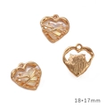 Golden heart alloy charm with rainbow opal and pearl detail for jewelry DIY 18x17mm - Heart / Gold Off-White Zircon
