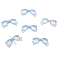 Aurora iridescent acrylic bow bead with metal pin for DIY jewelry and phone charms - Blue