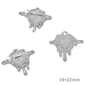 Silver alloy heart pendant with iridescent white resin and planet ring design, 19x22mm - Surrounding Heart / Silver Cream White Rhinestone