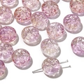 Pink translucent glass round flat beads with water ripples for DIY jewelry making - 10 Pieces Pack / Red