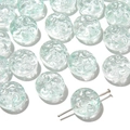 Transparent light green textured glass bead with center hole for DIY jewelry making - 10 Pieces Pack / Light Green