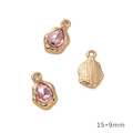 Pink teardrop crystal charm with gold metal frame, jewelry making accessory, 15x9mm size - Water Drop / Gold Pink Zirconia